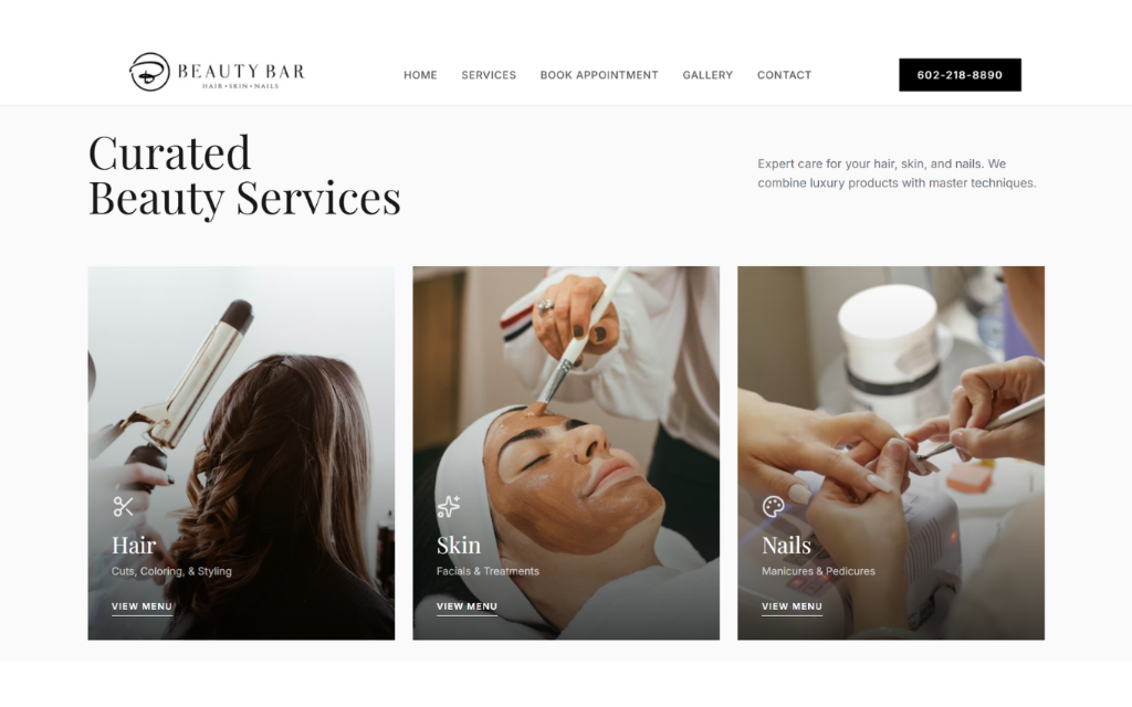 Beauty Bar - Salon website
